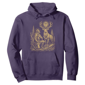 Saint Hubert Patron Saint of Hunters Vintage Woodcut Hoodie Catholic Faith and Hunting Heritage Gift