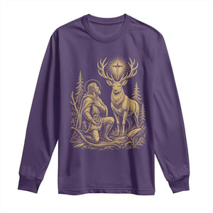 Saint Hubert Patron Saint of Hunters Vintage Woodcut Long Sleeve Shirt Catholic Faith and Hunting Heritage Gift