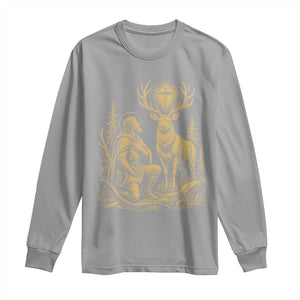 Saint Hubert Patron Saint of Hunters Vintage Woodcut Long Sleeve Shirt Catholic Faith and Hunting Heritage Gift