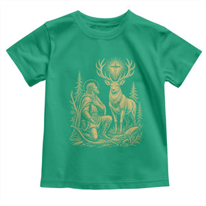 Saint Hubert Patron Saint of Hunters Vintage Woodcut Toddler T Shirt Catholic Faith and Hunting Heritage Gift