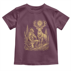 Saint Hubert Patron Saint of Hunters Vintage Woodcut Toddler T Shirt Catholic Faith and Hunting Heritage Gift
