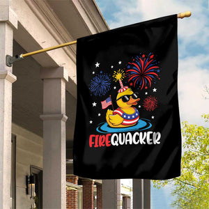 Firequacker Funny Patriotic Rubber Duck Garden Flag Cool American Flag Sunglasses and Stars Swim Ring Summer Fireworks TS02 Print Your Wear