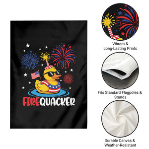 Firequacker Funny Patriotic Rubber Duck Garden Flag Cool American Flag Sunglasses and Stars Swim Ring Summer Fireworks TS02 Print Your Wear