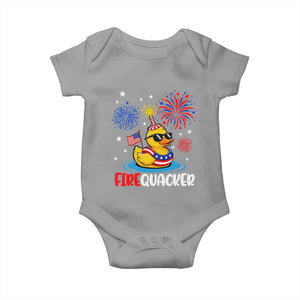 Firequacker Funny Patriotic Rubber Duck Baby Onesie Cool American Flag Sunglasses and Stars Swim Ring Summer Fireworks TS02 Sport Gray Print Your Wear