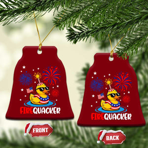 Firequacker Funny Patriotic Rubber Duck Ceramic Ornament Cool American Flag Sunglasses and Stars Swim Ring Summer Fireworks TS02 Print Your Wear