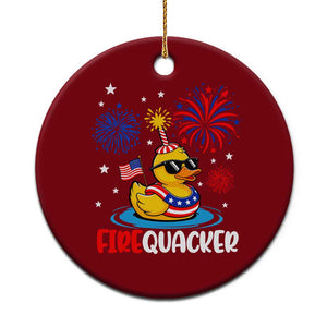 Firequacker Funny Patriotic Rubber Duck Ceramic Ornament Cool American Flag Sunglasses and Stars Swim Ring Summer Fireworks TS02 1pc Red Print Your Wear