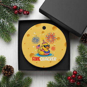 Firequacker Funny Patriotic Rubber Duck Ceramic Ornament Cool American Flag Sunglasses and Stars Swim Ring Summer Fireworks TS02 1pc Yellow Cheese Print Your Wear