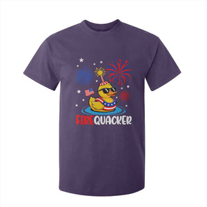 Firequacker Funny Patriotic Rubber Duck T Shirt For Kid Cool American Flag Sunglasses and Stars Swim Ring Summer Fireworks TS02 Purple Print Your Wear