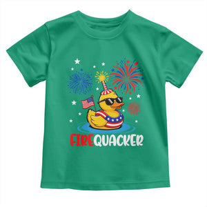 Firequacker Funny Patriotic Rubber Duck Toddler T Shirt Cool American Flag Sunglasses and Stars Swim Ring Summer Fireworks TS02 Irish Green Print Your Wear