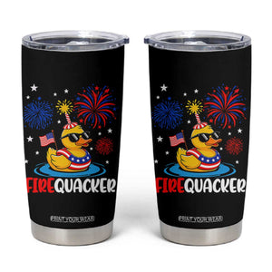 Firequacker Funny Patriotic Rubber Duck Tumbler Cup Cool American Flag Sunglasses and Stars Swim Ring Summer Fireworks TS02 Black Print Your Wear