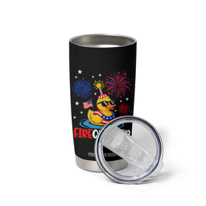 Firequacker Funny Patriotic Rubber Duck Tumbler Cup Cool American Flag Sunglasses and Stars Swim Ring Summer Fireworks TS02 Print Your Wear