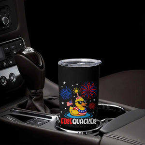 Firequacker Funny Patriotic Rubber Duck Tumbler Cup Cool American Flag Sunglasses and Stars Swim Ring Summer Fireworks TS02 Print Your Wear