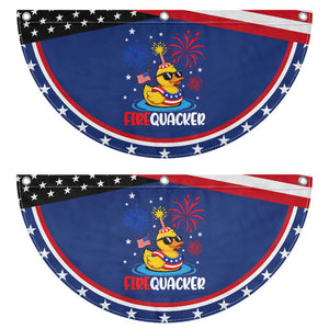 Firequacker Funny Rubber Duck Patriotic Fan Flag Cool American Flag Sunglasses and Stars Swim Ring Summer Fireworks
