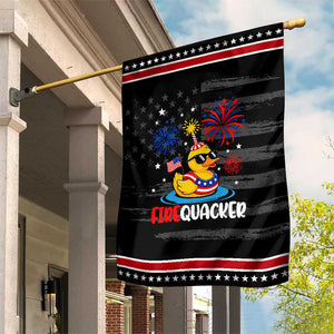 Firequacker Funny Rubber Duck Patriotic Garden Flag Cool American Flag Sunglasses and Stars Swim Ring Summer Fireworks