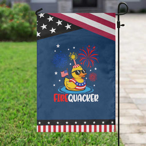 Firequacker Funny Rubber Duck Patriotic Garden Flag Cool American Flag Sunglasses and Stars Swim Ring Summer Fireworks
