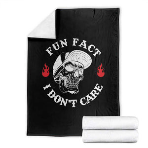 Fun Fact I Dont Care Skull Throw Blanket Edgy Sarcastic Attitude TS02 Black Print Your Wear