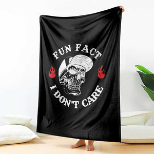 Fun Fact I Dont Care Skull Throw Blanket Edgy Sarcastic Attitude TS02 Print Your Wear