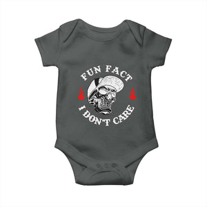 Fun Fact I Dont Care Skull Baby Onesie Edgy Sarcastic Attitude TS02 Dark Heather Print Your Wear