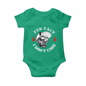 Fun Fact I Dont Care Skull Baby Onesie Edgy Sarcastic Attitude TS02 Irish Green Print Your Wear