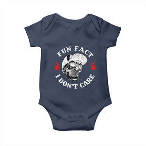 Fun Fact I Dont Care Skull Baby Onesie Edgy Sarcastic Attitude TS02 Navy Print Your Wear