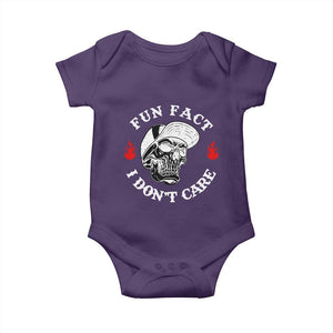 Fun Fact I Dont Care Skull Baby Onesie Edgy Sarcastic Attitude TS02 Purple Print Your Wear
