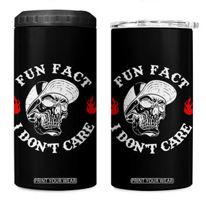 Fun Fact I Dont Care Skull 4 in 1 Can Cooler Tumbler Edgy Sarcastic Attitude TS02 One Size: 16 oz Black Print Your Wear