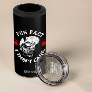Fun Fact I Dont Care Skull 4 in 1 Can Cooler Tumbler Edgy Sarcastic Attitude TS02 Print Your Wear
