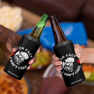 Fun Fact I Dont Care Skull 4 in 1 Can Cooler Tumbler Edgy Sarcastic Attitude TS02 Print Your Wear