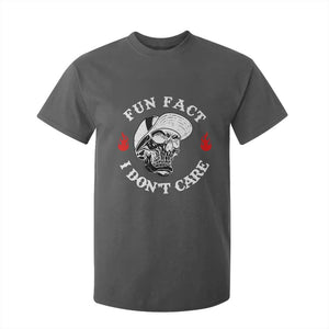 Fun Fact I Dont Care Skull T Shirt For Kid Edgy Sarcastic Attitude TS02 Dark Heather Print Your Wear
