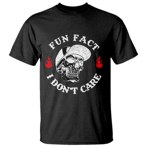 Fun Fact I Dont Care Skull T Shirt Edgy Sarcastic Attitude TS02 Black Print Your Wear