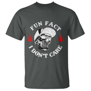 Fun Fact I Dont Care Skull T Shirt Edgy Sarcastic Attitude TS02 Dark Heather Print Your Wear