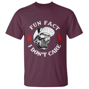 Fun Fact I Dont Care Skull T Shirt Edgy Sarcastic Attitude TS02 Maroon Print Your Wear