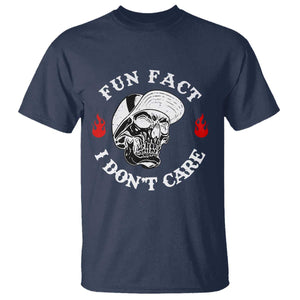 Fun Fact I Dont Care Skull T Shirt Edgy Sarcastic Attitude TS02 Navy Print Your Wear