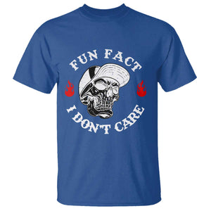 Fun Fact I Dont Care Skull T Shirt Edgy Sarcastic Attitude TS02 Royal Blue Print Your Wear