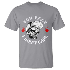 Fun Fact I Dont Care Skull T Shirt Edgy Sarcastic Attitude TS02 Sport Gray Print Your Wear