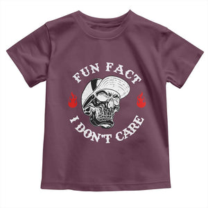 Fun Fact I Dont Care Skull Toddler T Shirt Edgy Sarcastic Attitude TS02 Maroon Print Your Wear