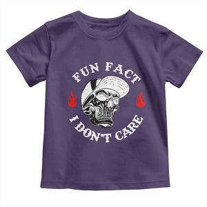 Fun Fact I Dont Care Skull Toddler T Shirt Edgy Sarcastic Attitude TS02 Purple Print Your Wear