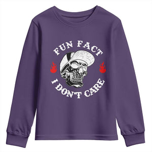 Fun Fact I Dont Care Skull Youth Sweatshirt Edgy Sarcastic Attitude TS02 Purple Print Your Wear