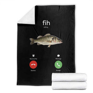 Fih Calling Funny Fish Throw Blanket Fishing Lover Hilarious Phone Call Parody TS02 Black Print Your Wear