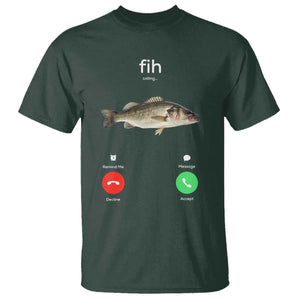 Fih Calling Funny Fish T Shirt Fishing Lover Hilarious Phone Call Parody TS02 Dark Forest Green Print Your Wear