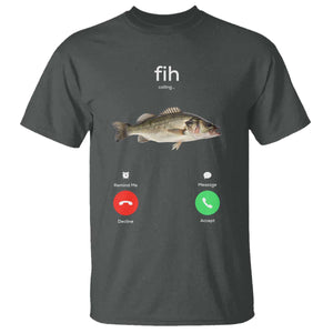 Fih Calling Funny Fish T Shirt Fishing Lover Hilarious Phone Call Parody TS02 Dark Heather Print Your Wear