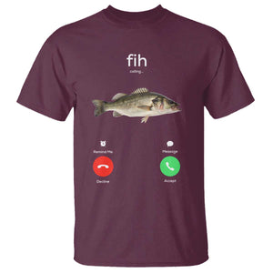 Fih Calling Funny Fish T Shirt Fishing Lover Hilarious Phone Call Parody TS02 Maroon Print Your Wear