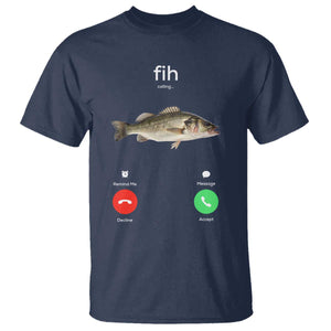Fih Calling Funny Fish T Shirt Fishing Lover Hilarious Phone Call Parody TS02 Navy Print Your Wear
