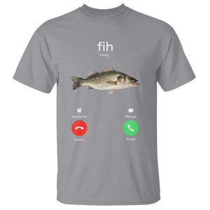 Fih Calling Funny Fish T Shirt Fishing Lover Hilarious Phone Call Parody TS02 Sport Gray Print Your Wear