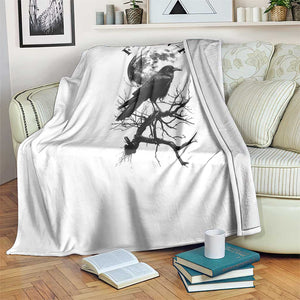 Funny Crow F Caw F Throw Blanket Gothic Raven and Moon TS02 Print Your Wear