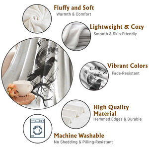 Funny Crow F Caw F Throw Blanket Gothic Raven and Moon TS02 Print Your Wear