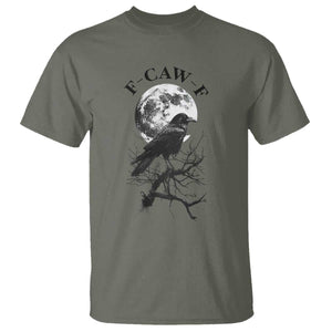 Funny Crow F Caw F T Shirt Gothic Raven and Moon TS02 Military Green Print Your Wear