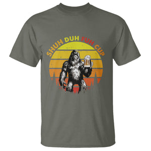 Funny Camping T Shirt Shuh Duh Fuh Cup Retro Funny Bigfoot Drinking Beer Camping TS02 Printyourwear