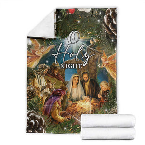 O Holy Night Nativity Scene Throw Blanket Christian Christmas Angels and Baby Jesus TS02 Christmas Print Your Wear