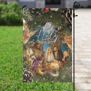 O Holy Night Nativity Scene Garden Flag Christian Christmas Angels and Baby Jesus TS02 Print Your Wear